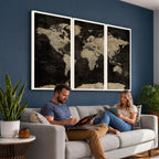 Push Pin World Map Canvas Wall Art Print, Interactive Travel Map