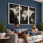 Vintage World Map Wall Art Canvas Print | Framed Large Map Wall Art