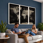 Detailed World Map Wall Art Print | Large Framed World Map Canvas