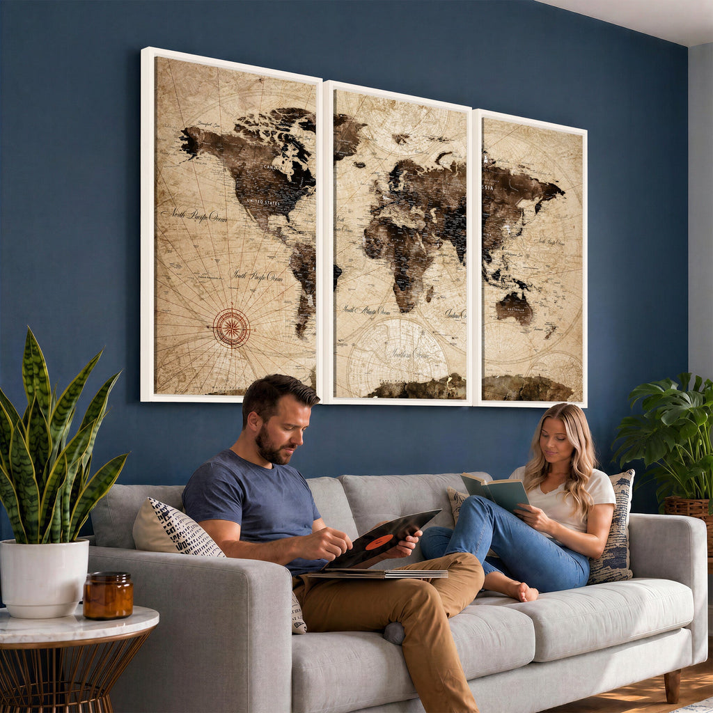 World Map Wall Art Canvas Print