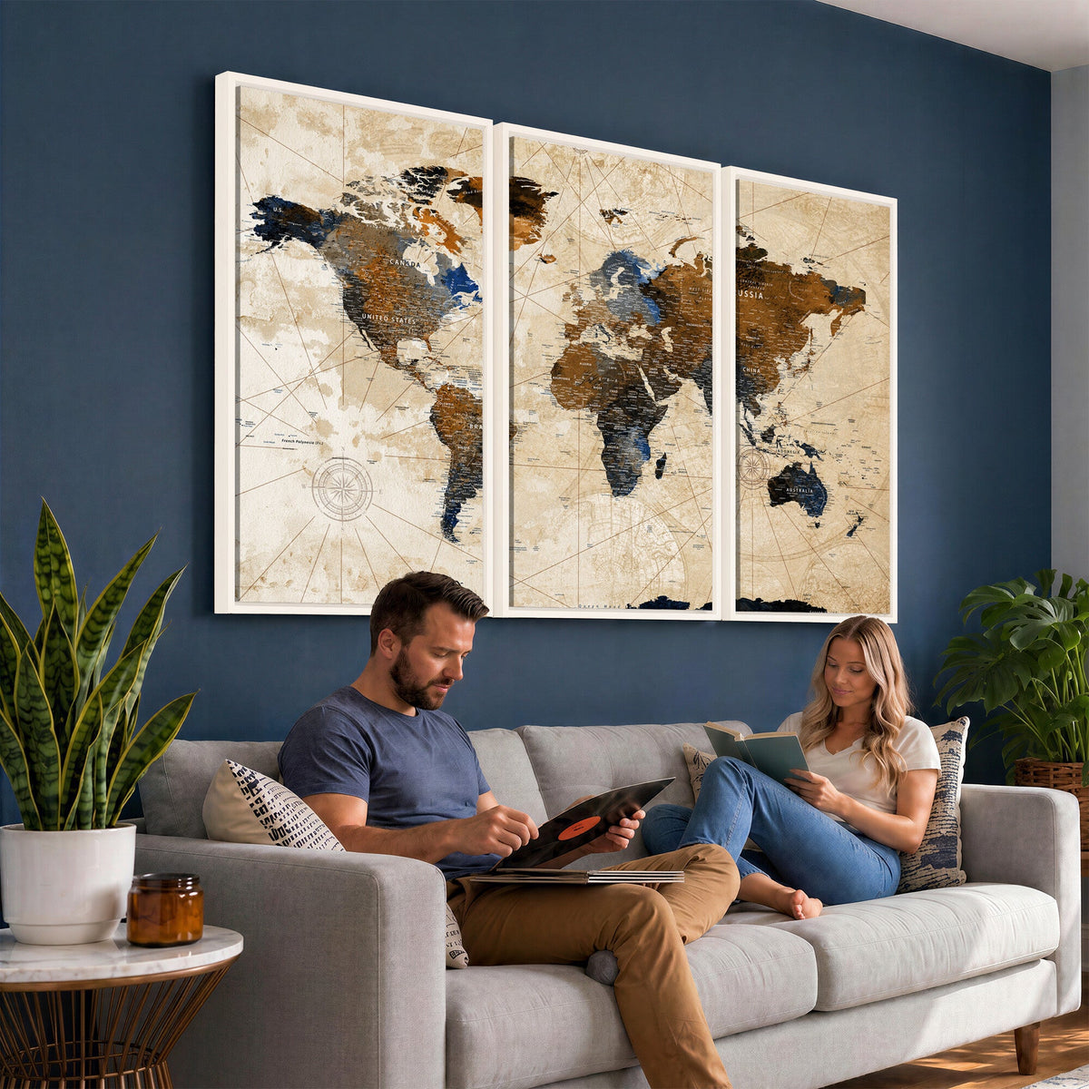 World Map Canvas Art Print | Framed Travel Map Wall Art