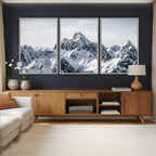 Snowy Mountain Range Canvas Print, Alpine Peaks Landscape Wall Art