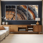 Abstract Tree Ring Wall Art Print, Natural Rustic Wood Grain Canvas