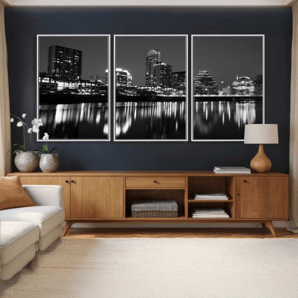 Austin Skyline Wall Art Canvas Print, Austin Downtown Night Cityscape
