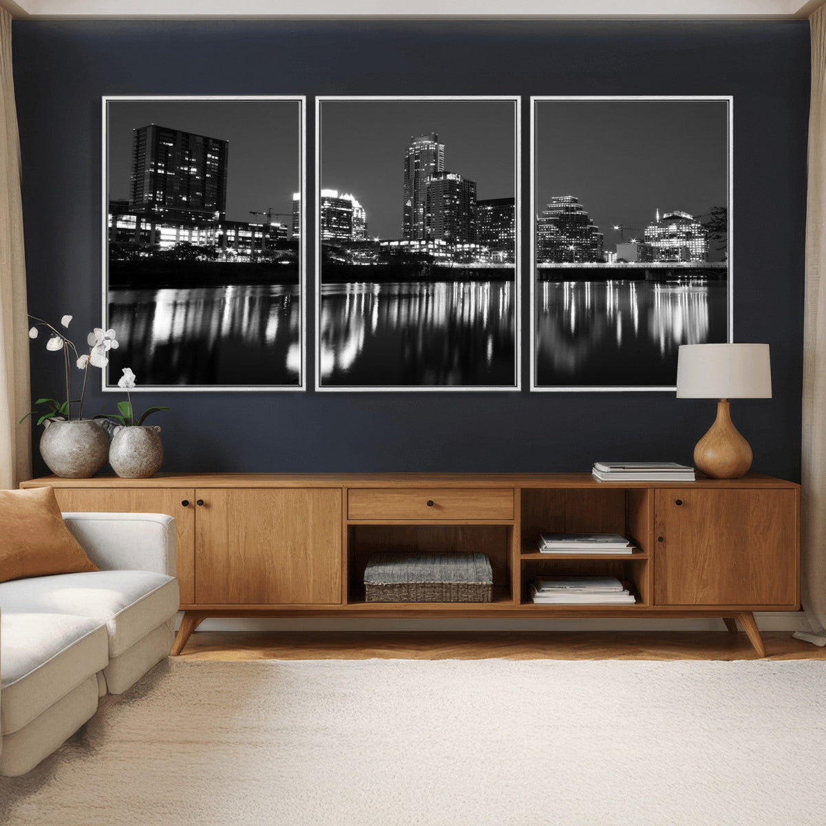 Austin Skyline Wall Art Canvas Print, Austin Downtown Night Cityscape