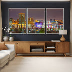 Baltimore Skyline Wall Art Canvas Print, Baltimore Downtown Night Cityscape