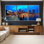 Boston Wall Art Canvas Print, Boston City Downtown Night Cityscape
