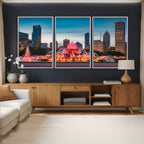 Chicago Wall Art Canvas Print - Chicago City Downtown Night Cityscape