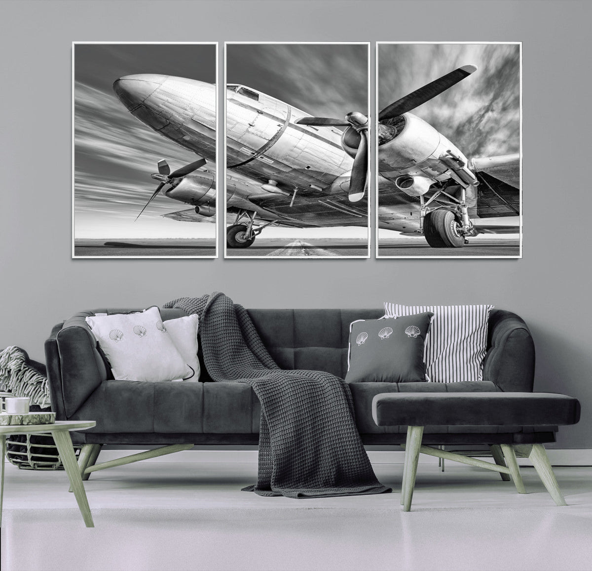 Vintage Airplane on Runway Canvas Print
