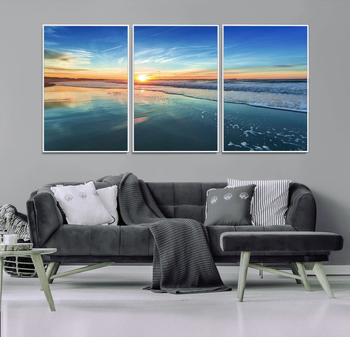 Blue Sky and Beach Wall Art Canvas Print