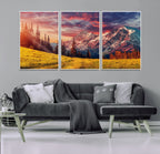 Mountain and Daylight Red Sunset Wall Art Canvas Print