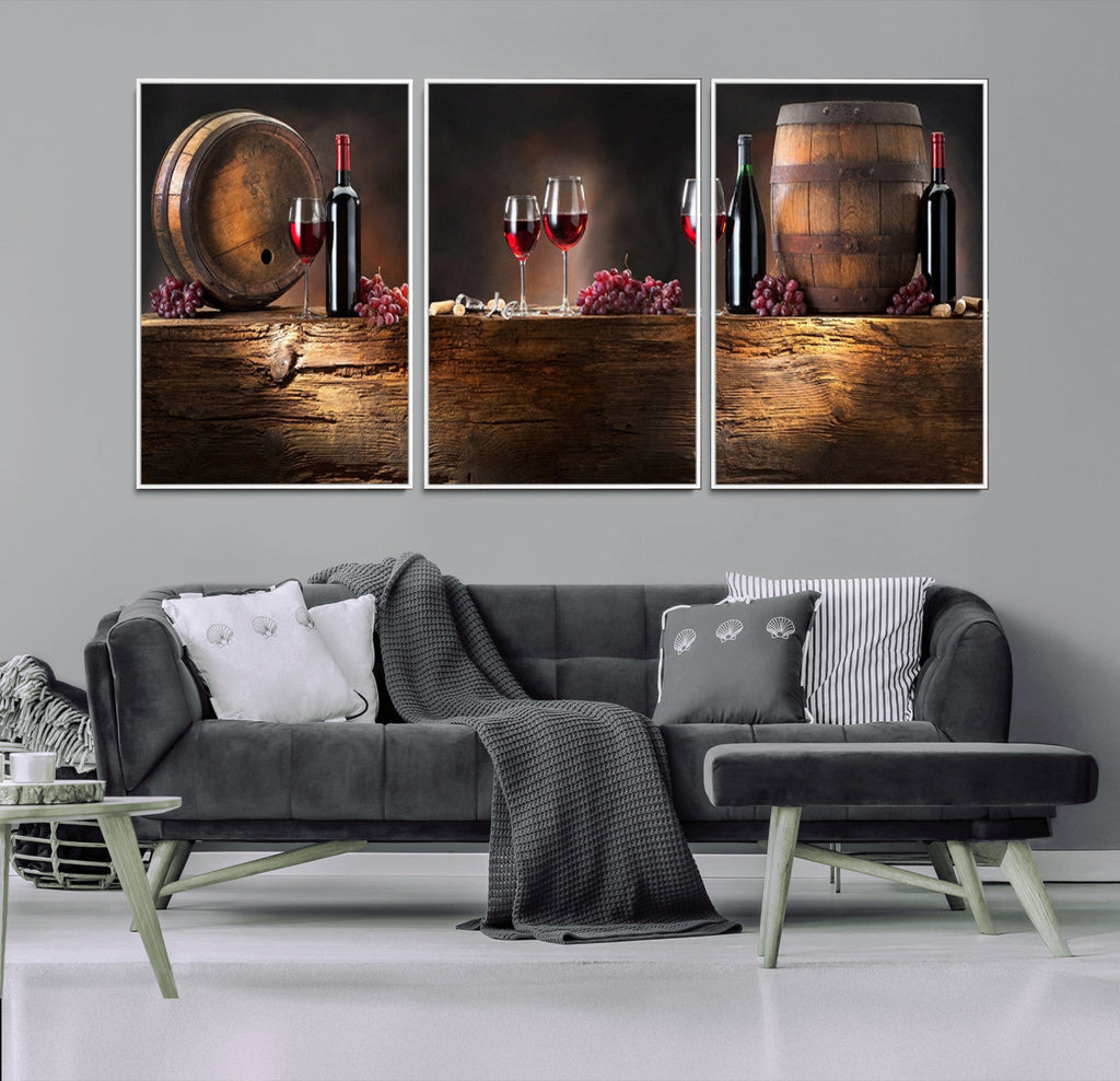 Wine and Barrels Wall Art Canvas Print