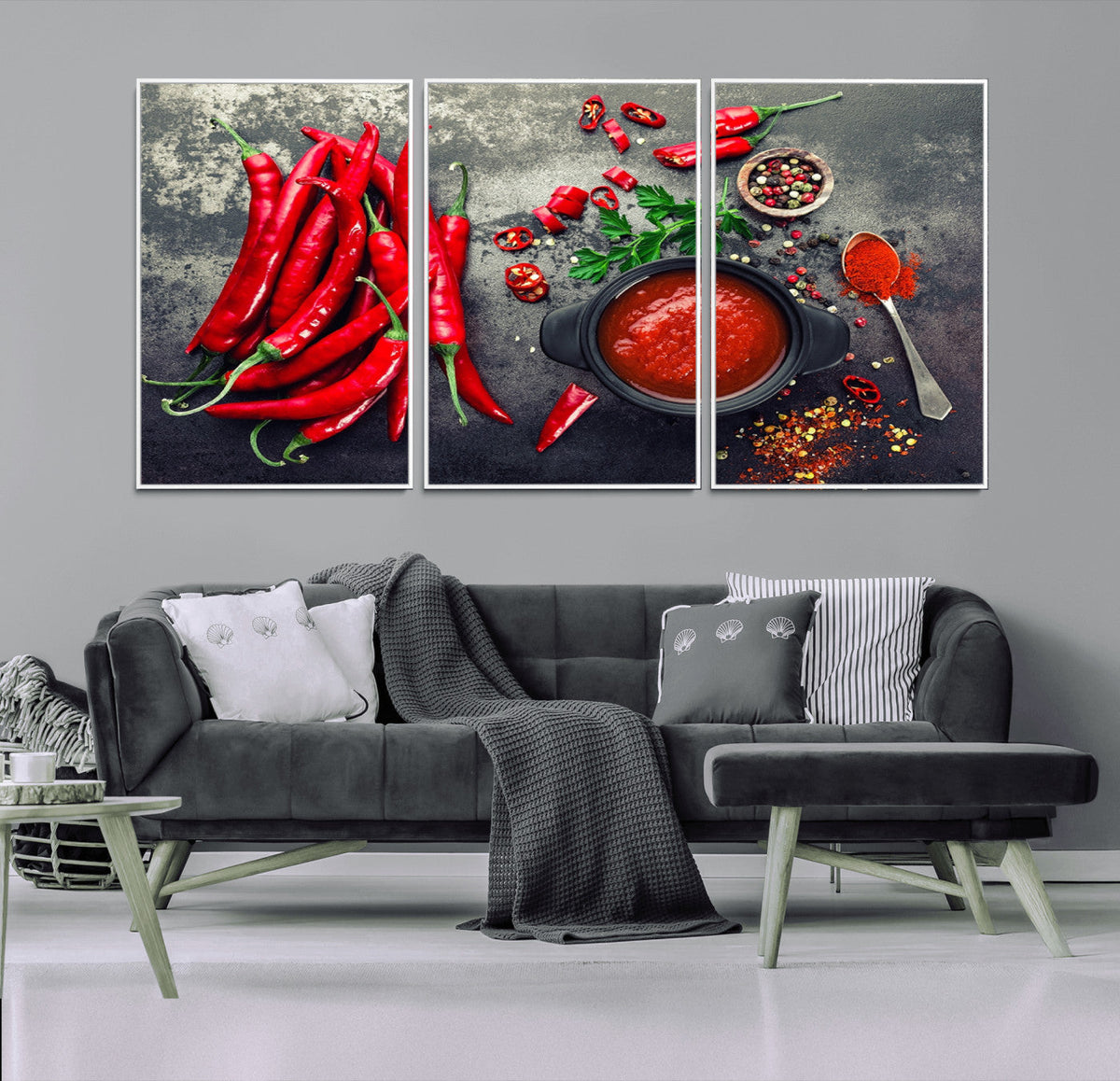 Red Chili Peppers Wall Art Kitchen Artwork Canvas Print