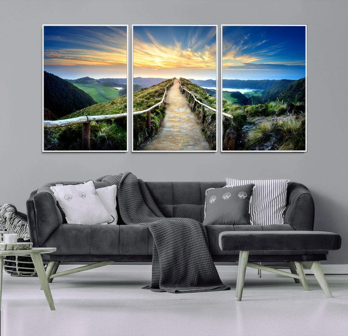 Mountain and Sunset Wall Art Canvas Print