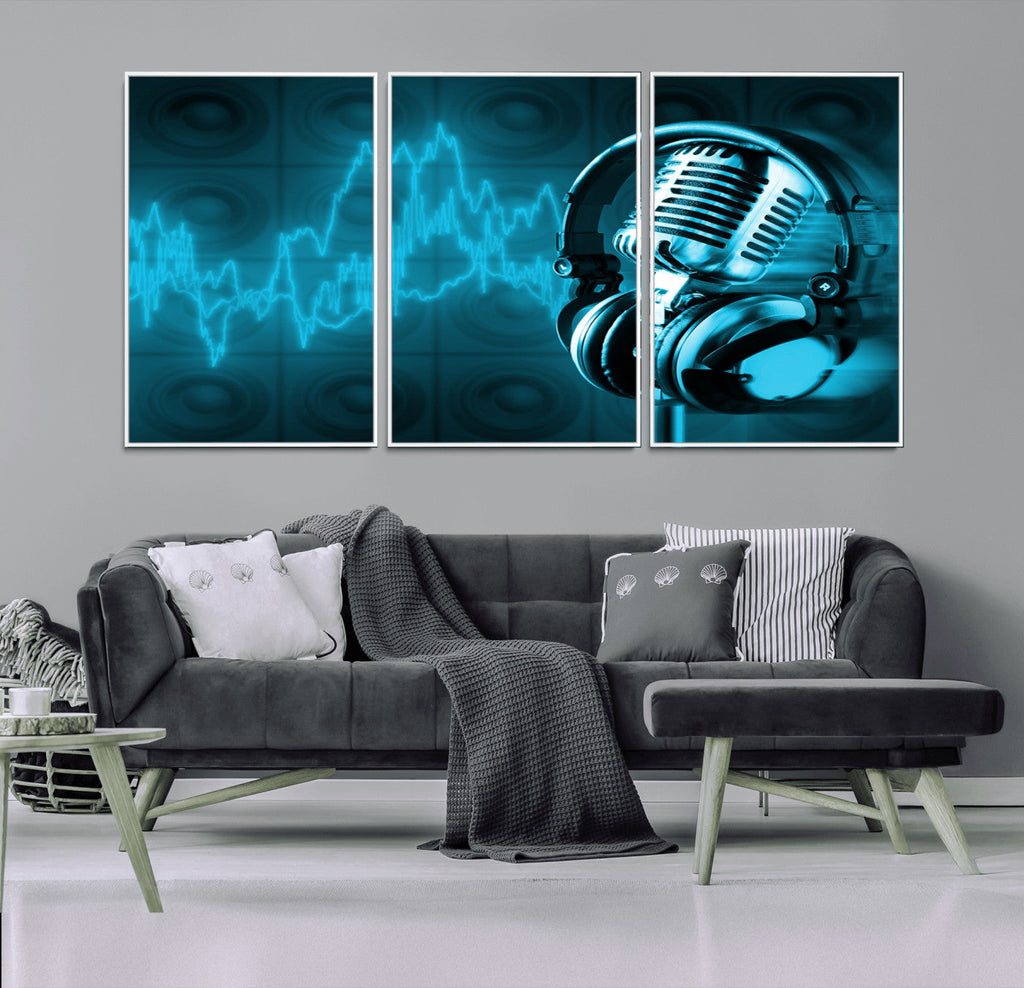 Music and Microphone Wall Art Canvas Print