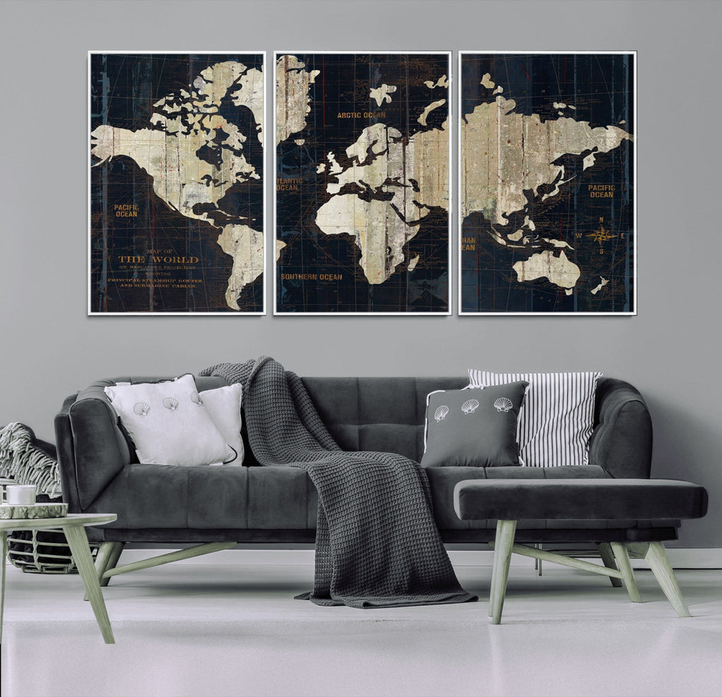 Antique Old World Map Wall Art Canvas Print