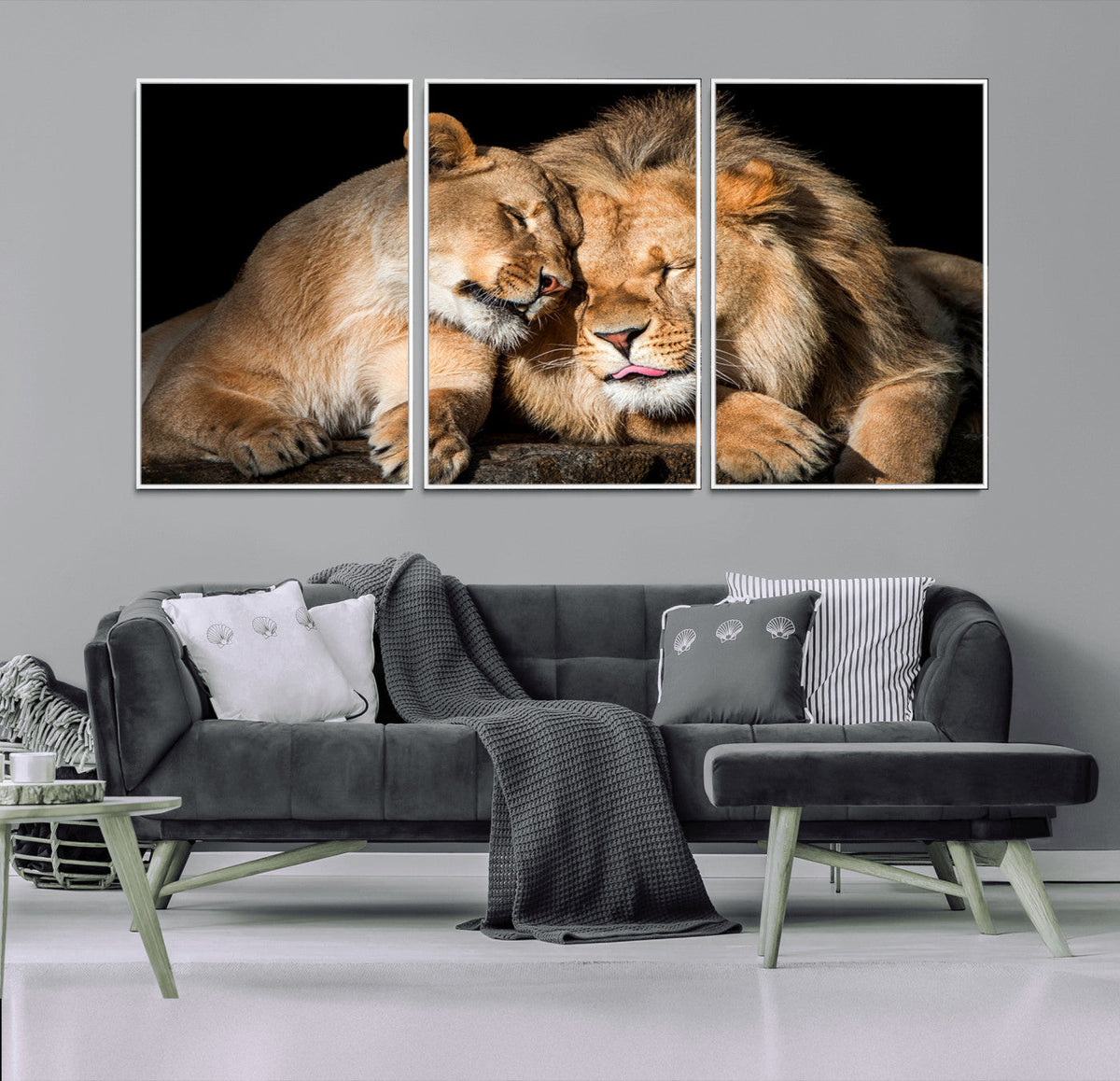 Lion and Lioness Wall Art Canvas Print | African Wildlife Animal Art