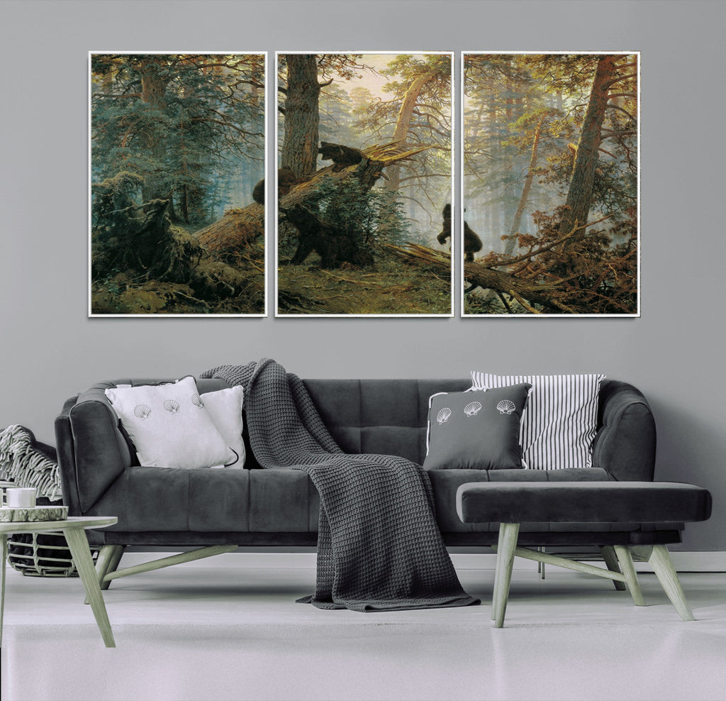 Baby Bears in Forest Wall Art Canvas Print