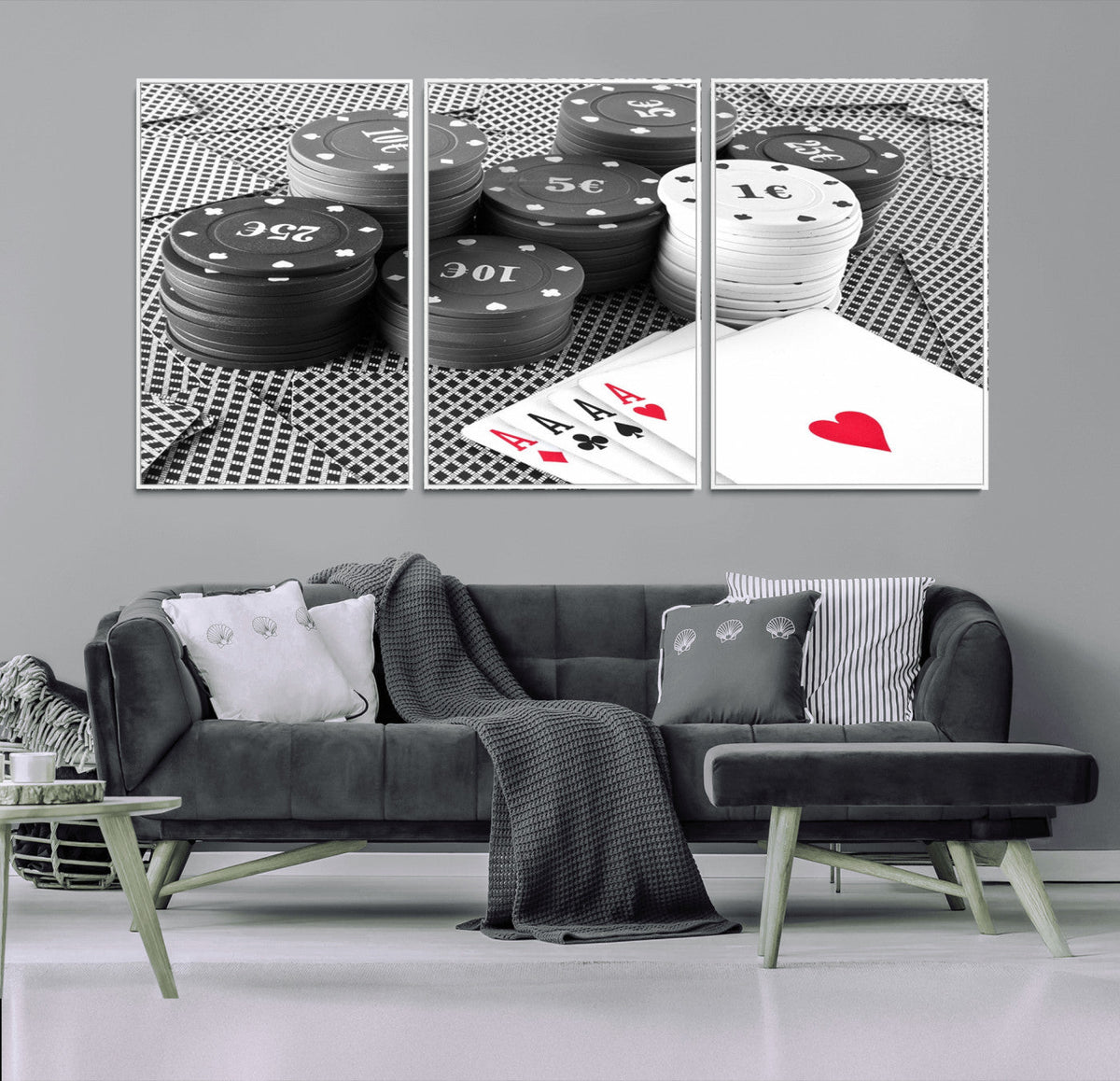 Poker Game Cards Wall Art Canvas, Multi Panel Wall Art
