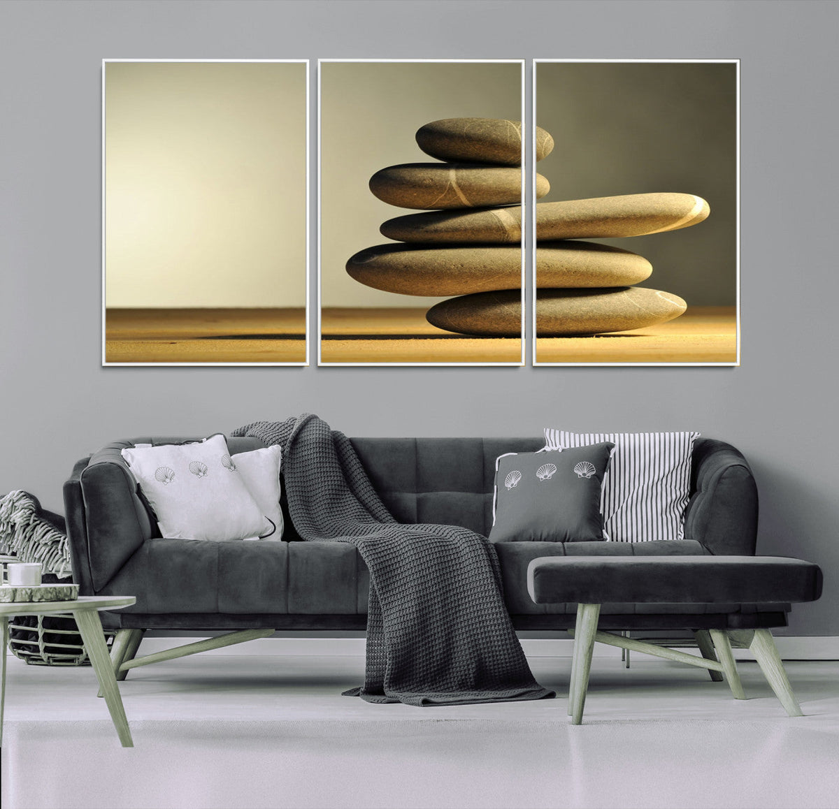 Fluvial Zen Stones Canvas Wall Art Print