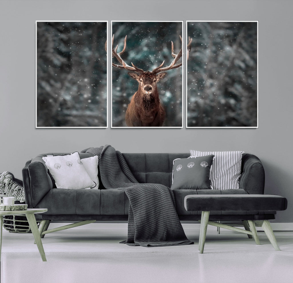 Wall Art Deer Art Animal Canvas, Framed Wall Art Deer Canvas