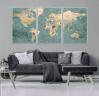 Classic World Map Canvas Print | Framed Vintage Map Wall Art