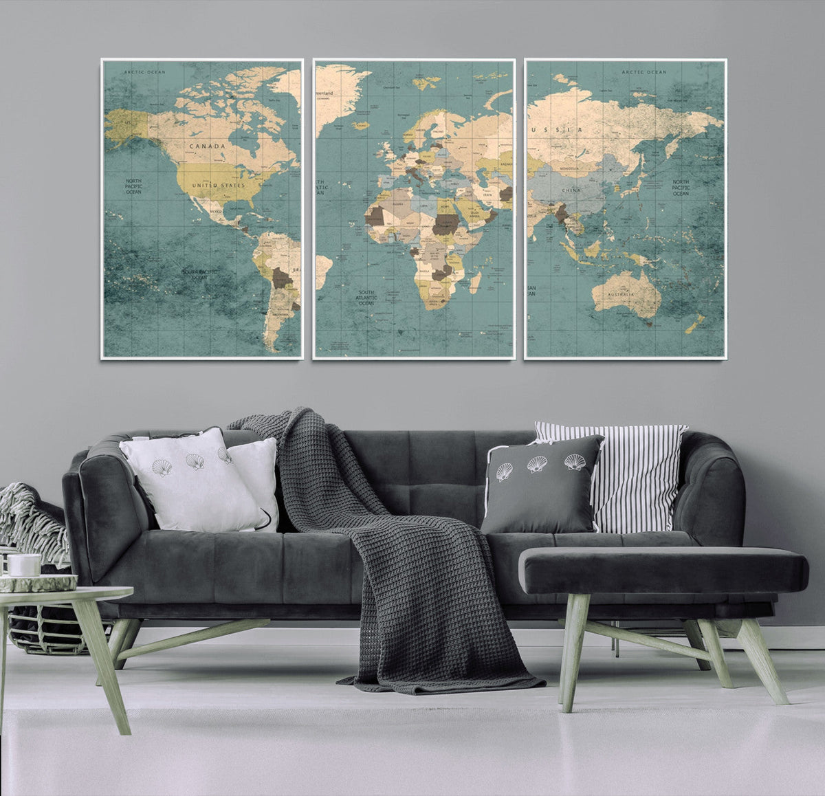 Classic World Map Canvas Print | Framed Vintage Map Wall Art