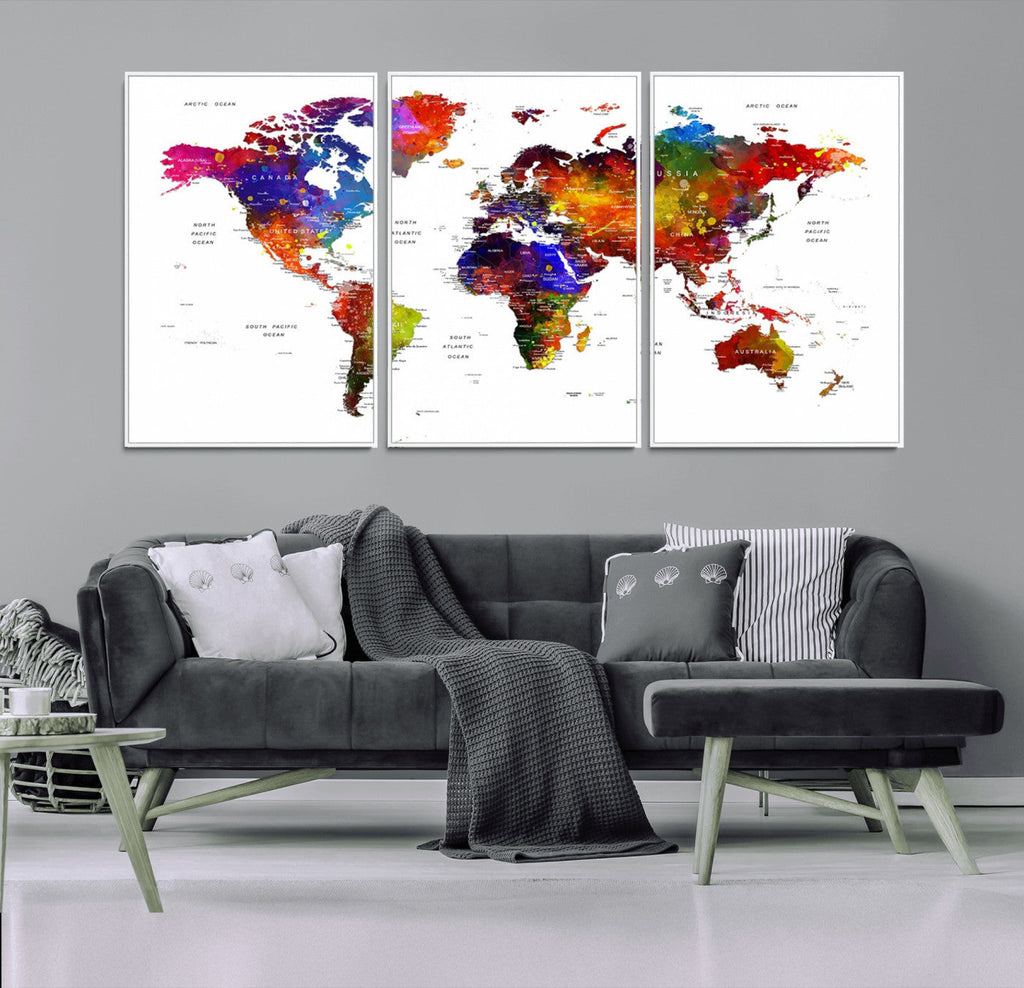 World Map Canvas Print | Detailed Map of the World Wall Art