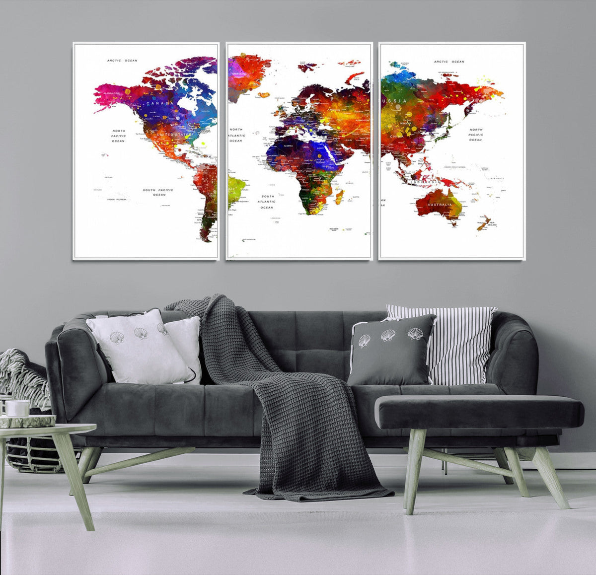 World Map Canvas Print | Detailed Map of the World Wall Art