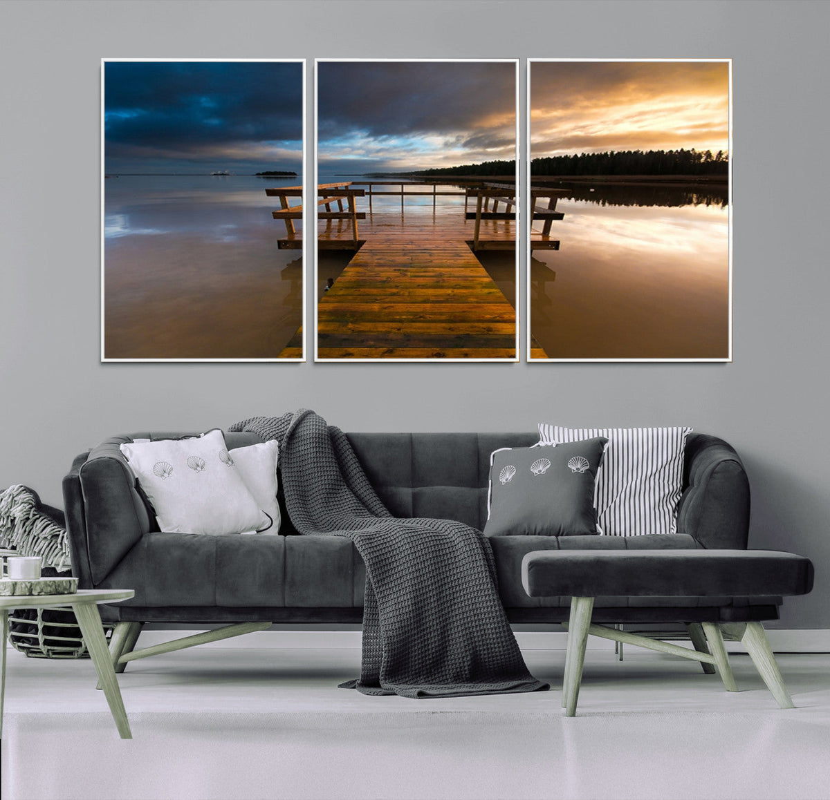 Serene Lake Pier at Sunset Canvas Print | Landscape Wall Art | Ready to Hang