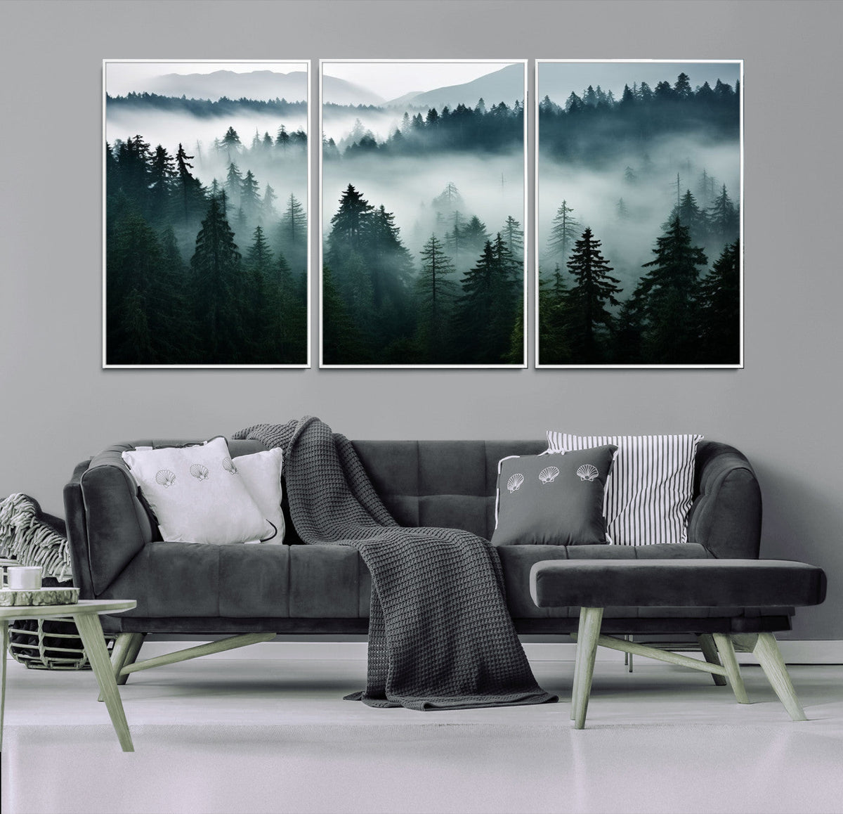 Captivating Misty Forest Wall Art Canvas, Premium Canvas Print of a Foggy and Serene Atmosphere