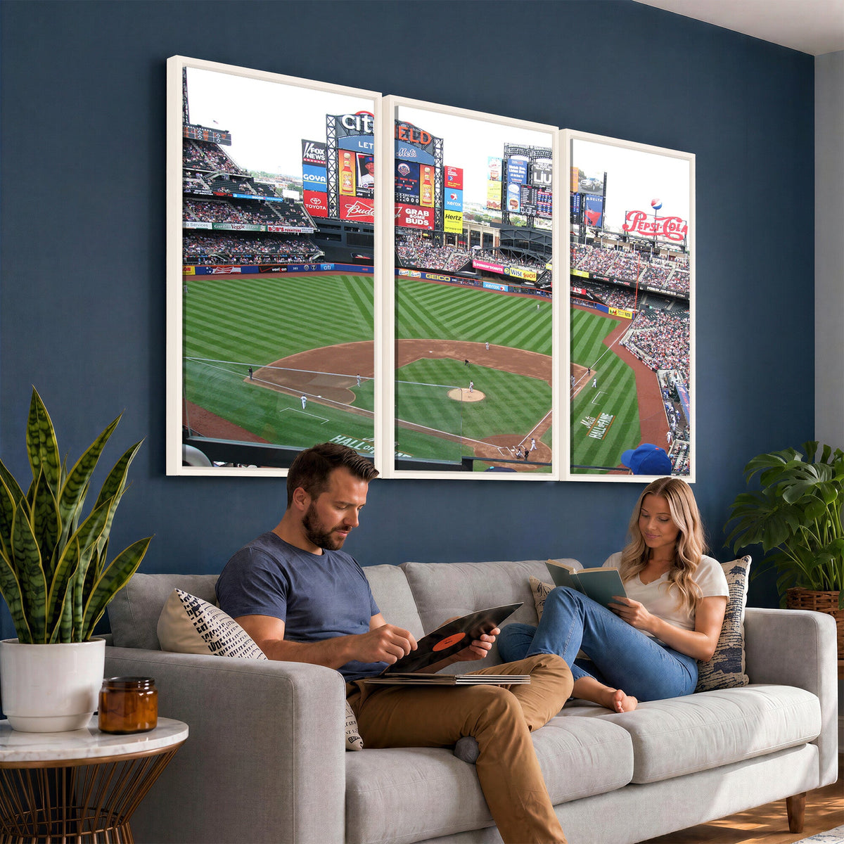 New York Mets Baseball Team Print, Citi Field Baseball Stadium Wall Art