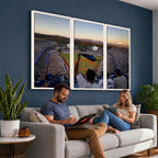 Dodger Stadium Sunset Game Triple Canvas Wall Art, Los Angeles Dodgers MLB Match