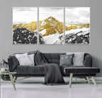 Gold Abstract Mountains Wall Art Print on Canvas, Nature Wall Art Print