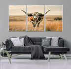 Texas Cow Wall Art Canvas Print for Farm House Wall Decor