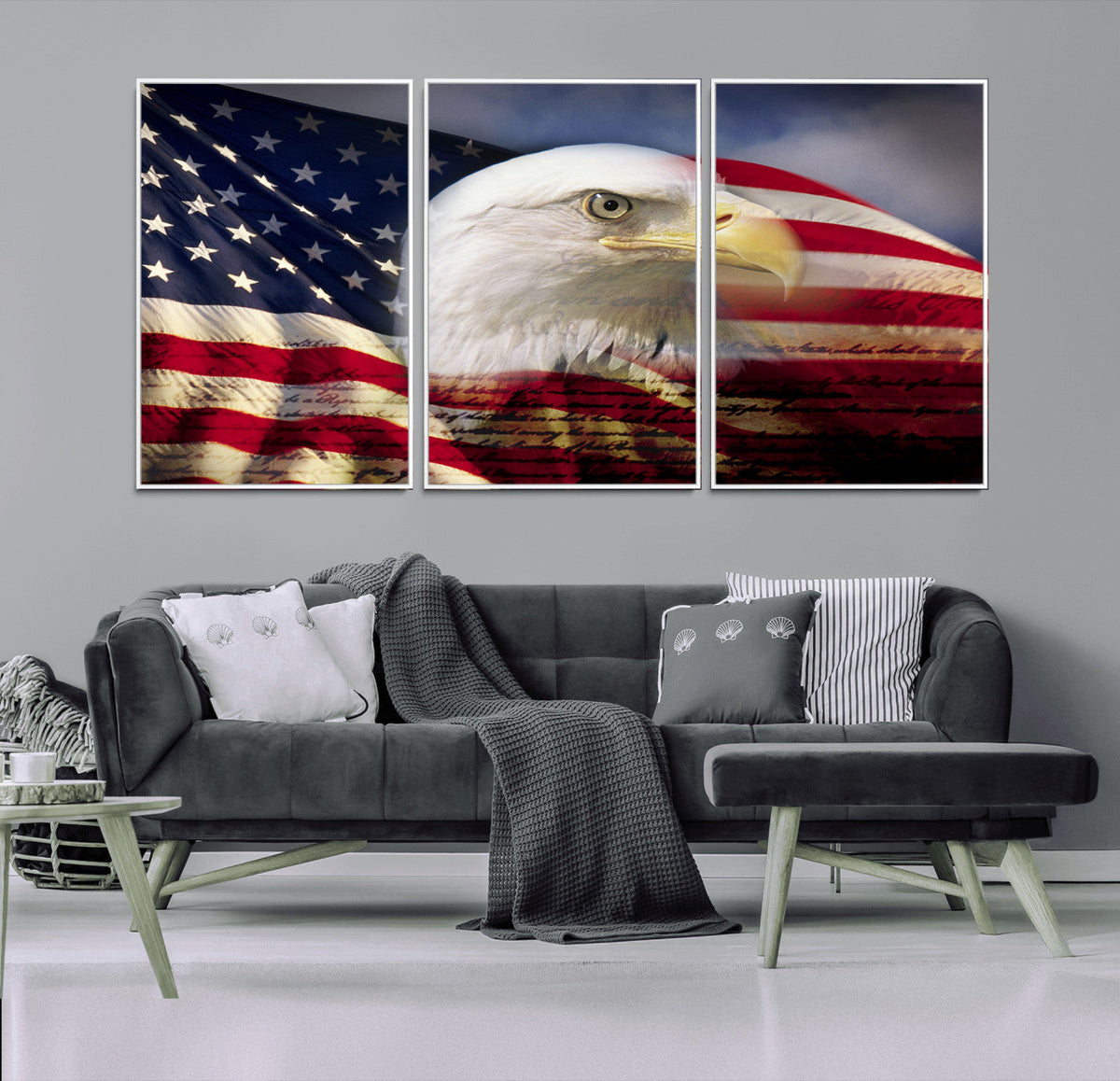 American Flag Eagle Symbol Wall Art Canvas Print, Patriotic American Flag Eagle Wall Art