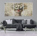 Abstract Floral Women Pastel Wall Art Canvas Print