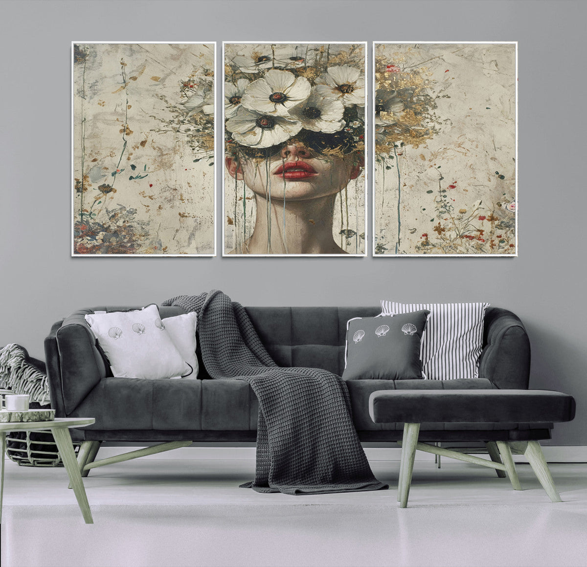 Abstract Floral Women Pastel Wall Art Canvas Print