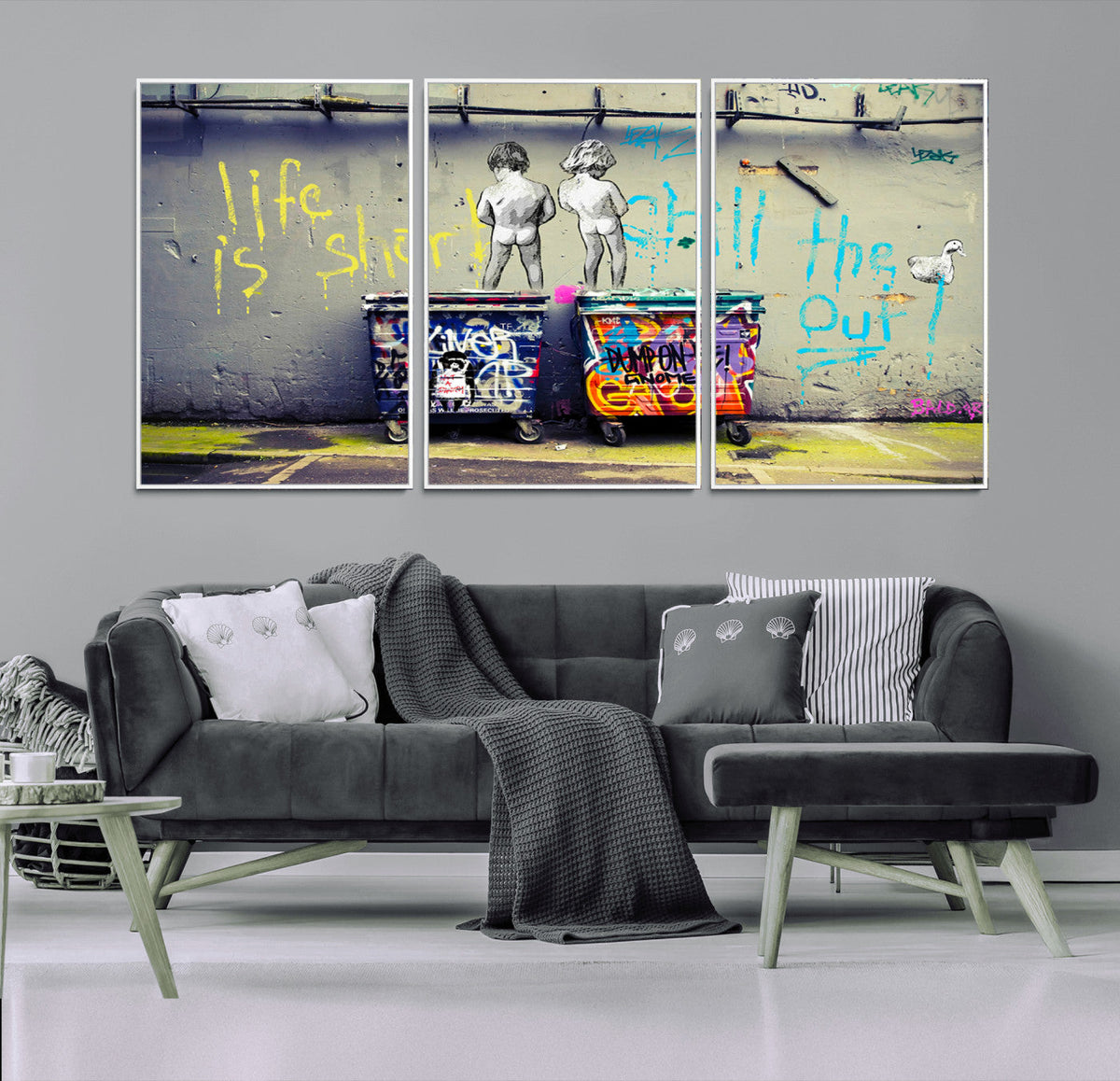 Banksy Life is Short Wall Art, Iconic Graffiti Street Art Canvas Print