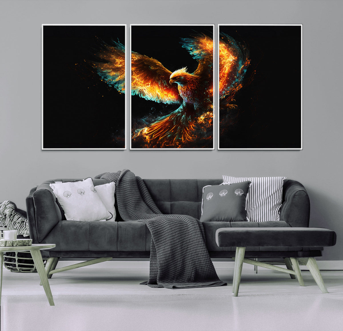 Fiery Phoenix Canvas Print | Ready to Hang Wall Art | Bold Fantasy Decor