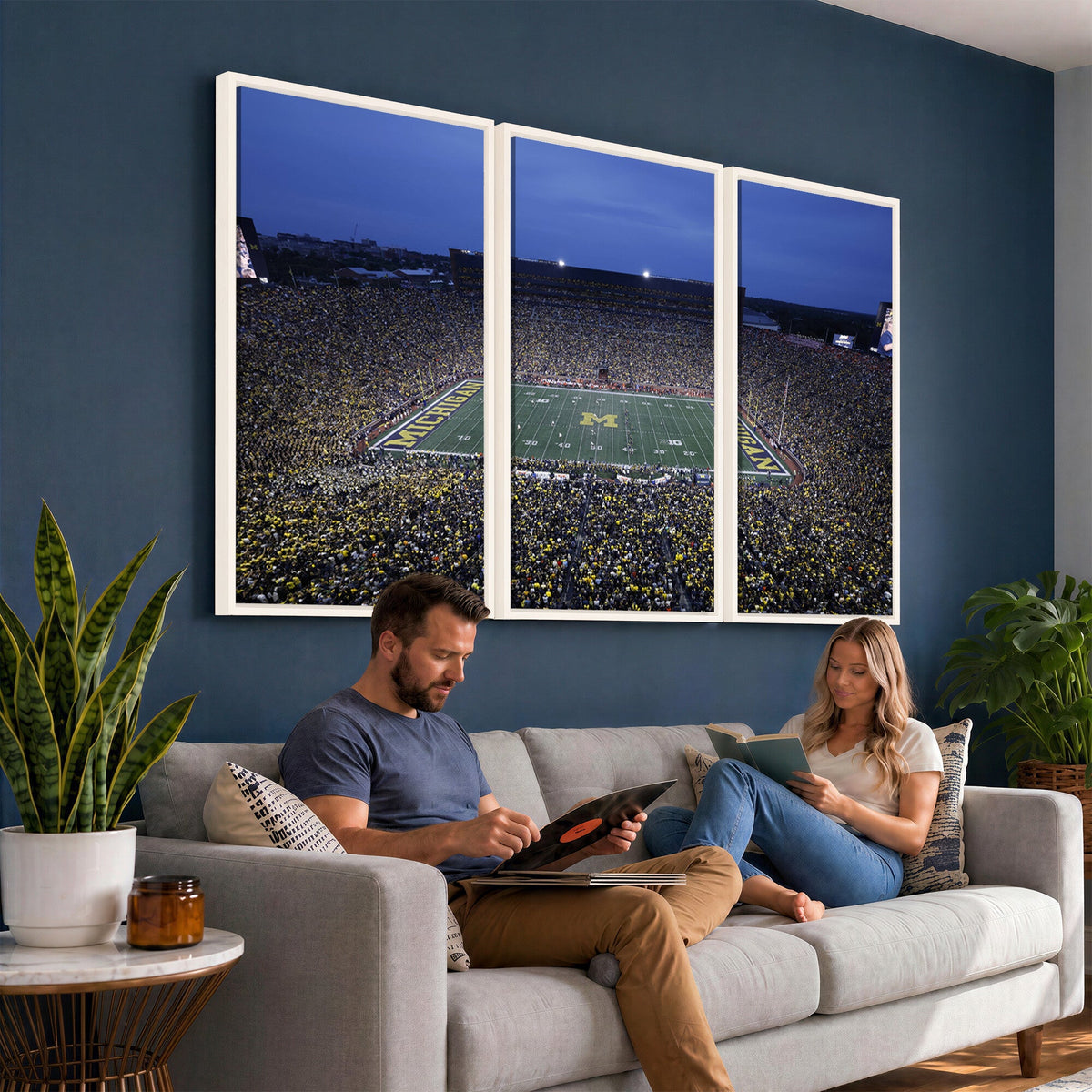 University of Michigan Wolverines Football Team Print, Ann Arbor, Home Bar Wall Decor