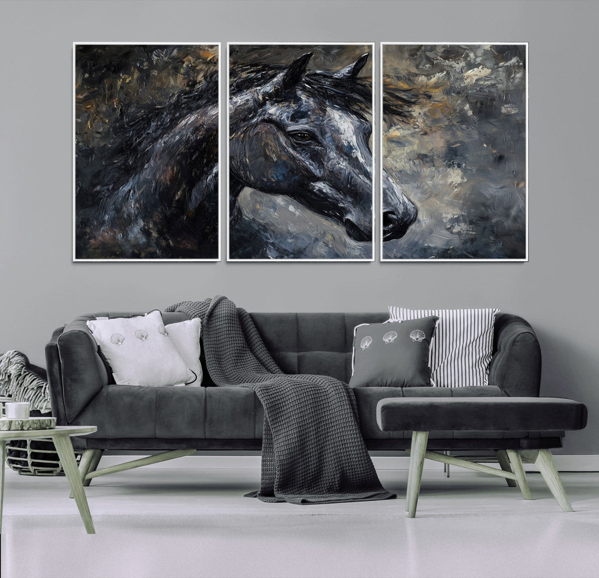 Large Abstract Horse Wall Art Canvas Print, Farmhouse Wall Art