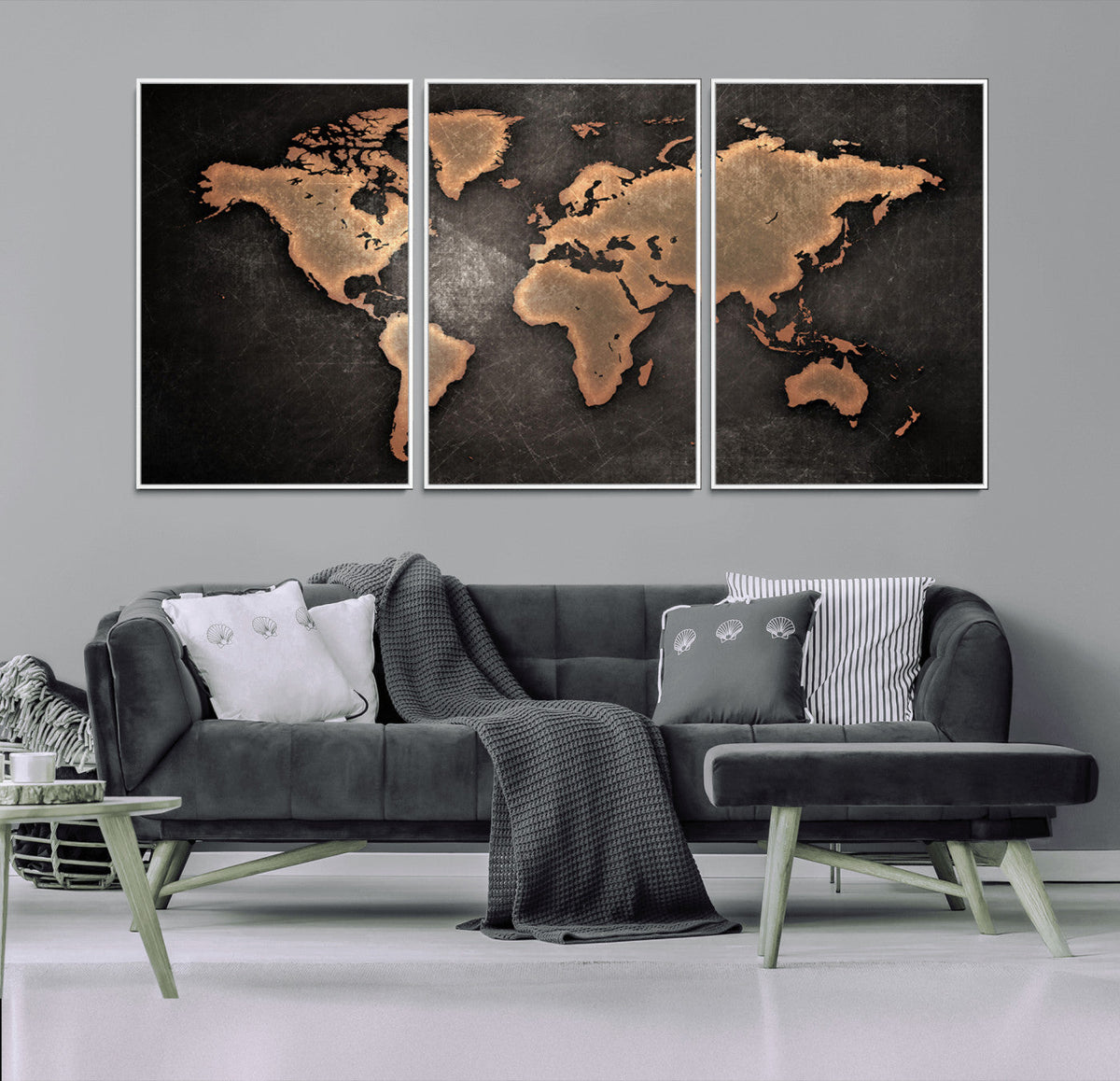 World Map Canvas Print | Framed Travel Map Wall Art for Couples
