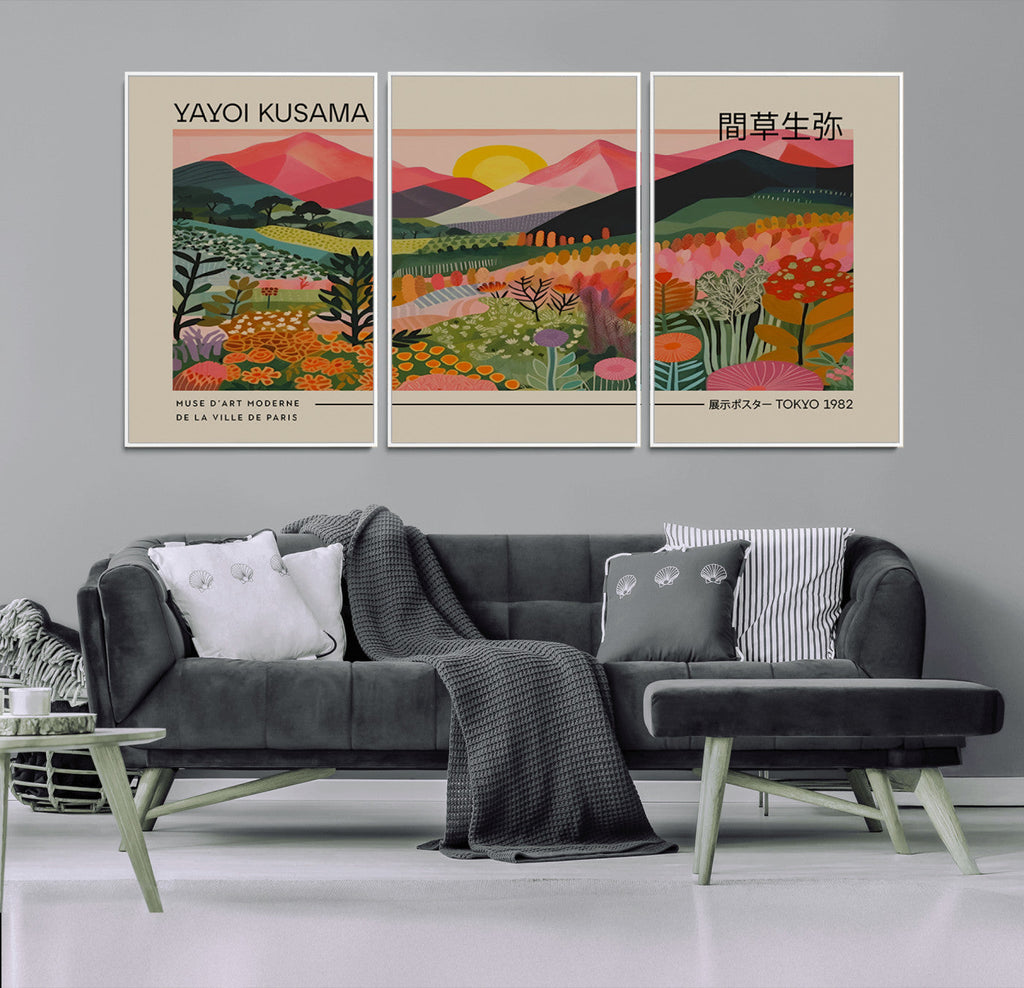 Yayoi Kusama 1986 Wall Art Print, Wabi Sabi Japanese Vibrant Abstract Landscape Canvas