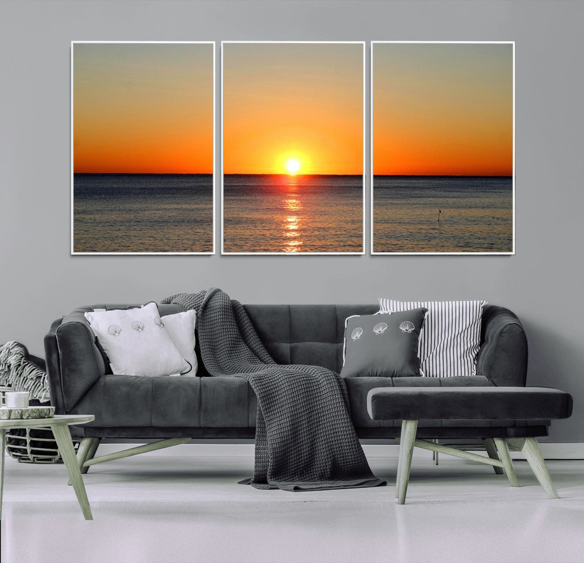 Golden Horizon Sunset Over Ocean Wall Art Canvas Print | Tropical Beach Canvas