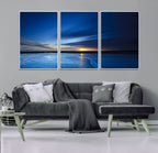 Blue Sunset Ocean Canvas Wall Art Print | Serene Coastal Horizon