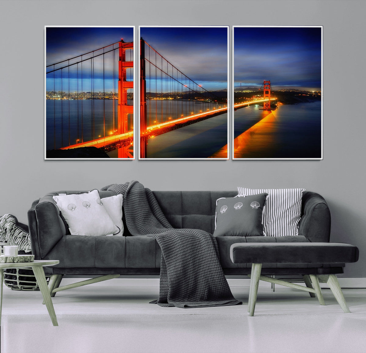 Large Wall Art San Francisco Canvas Print - Wonderful Golden Gate Bridge at Twilight