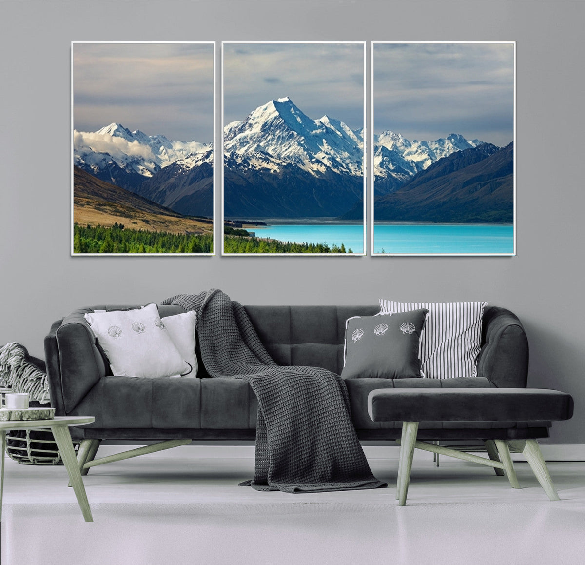 Mount Cook and Lake Pukaki Canvas Wall Art Print | Majestic Snow Capped Peaks