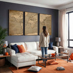 Dark World Map Canvas Print | Framed Travel Map Wall Art