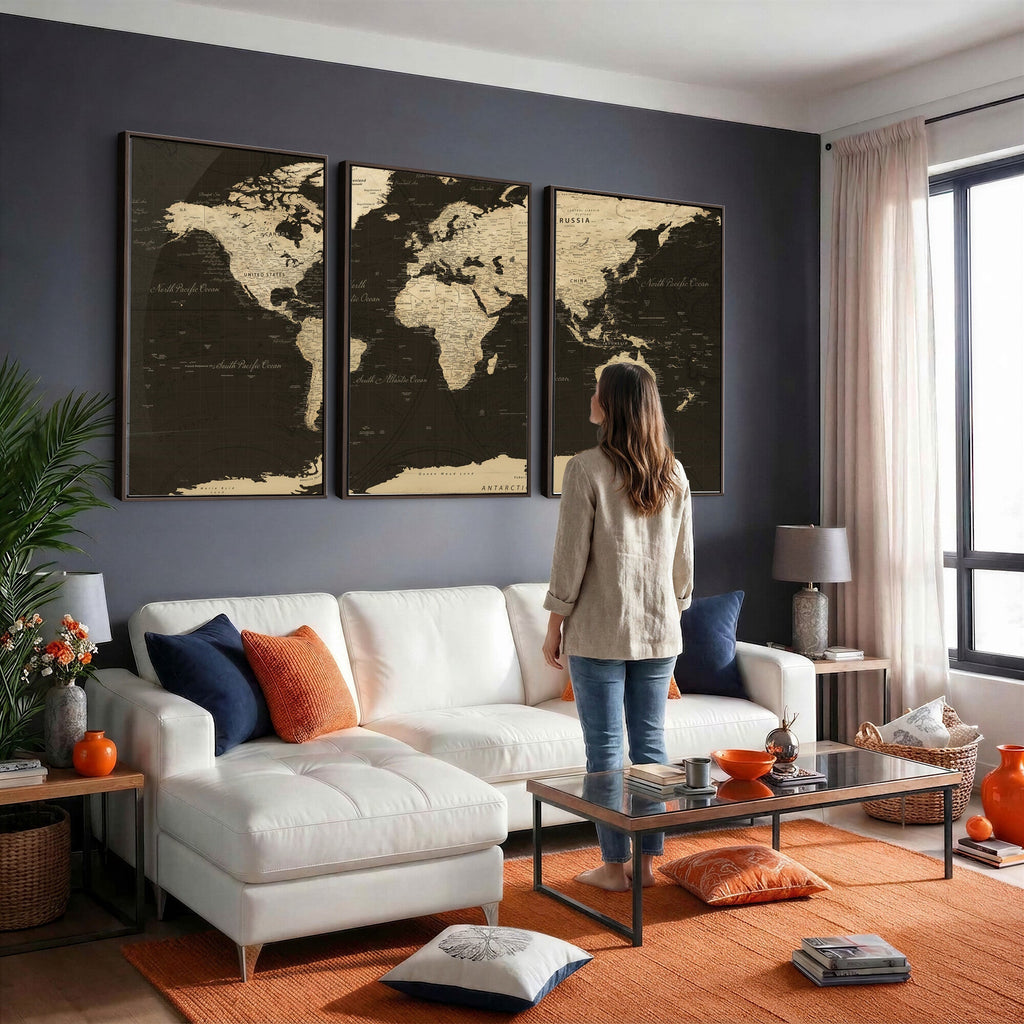 World Map Canvas Print | Framed World Map Wall Art for Couples